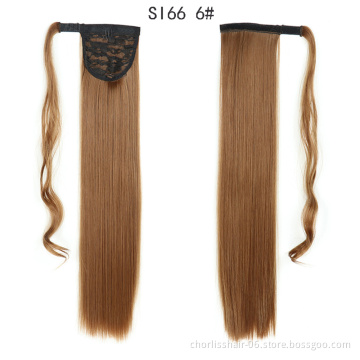 Top Quality Silky Straight High Ponytail For Black Women Pour Petite Fille Wrap Around Synthetic Clip Hair Ponytails Extensions
